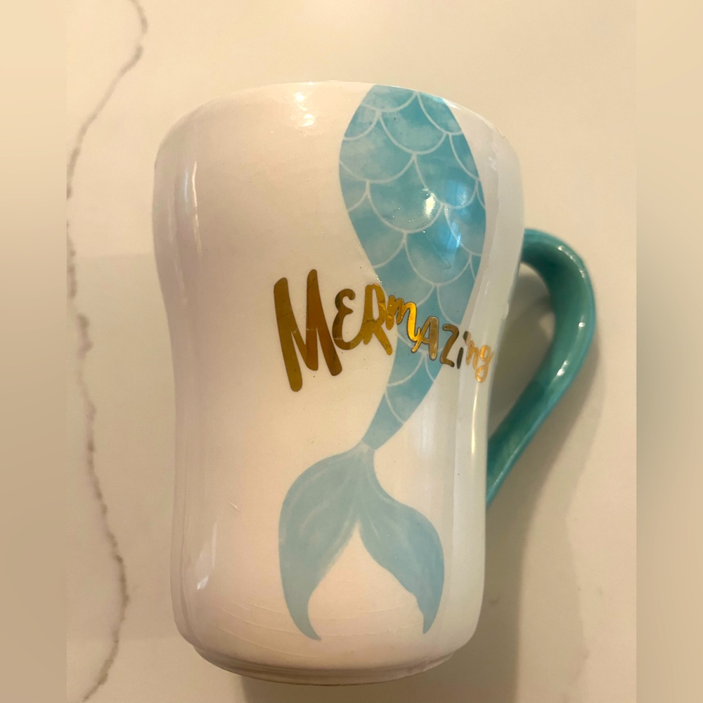 XL Mermazing Blue and Gold Mermaid Mug
